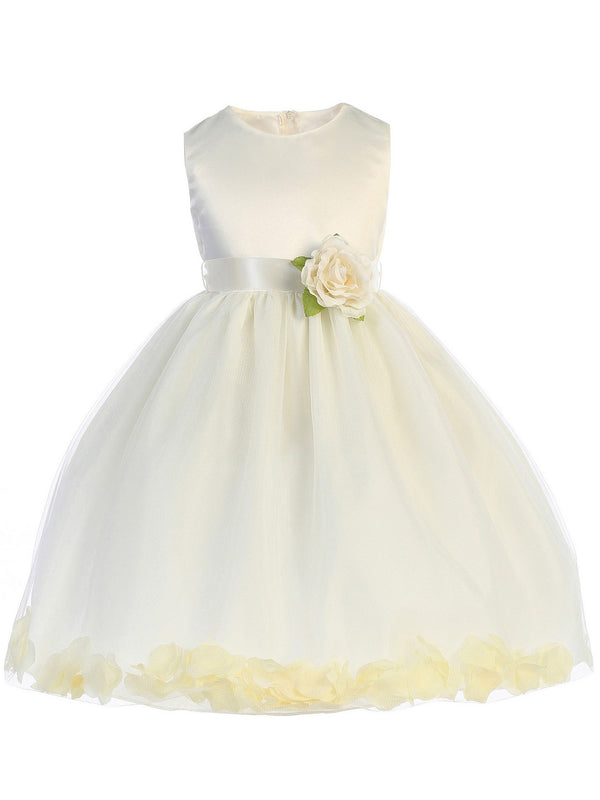 Just Kids Little Girls Ivory Floating Petals Flower Girl Dress 2T-6 - SophiasStyle.com